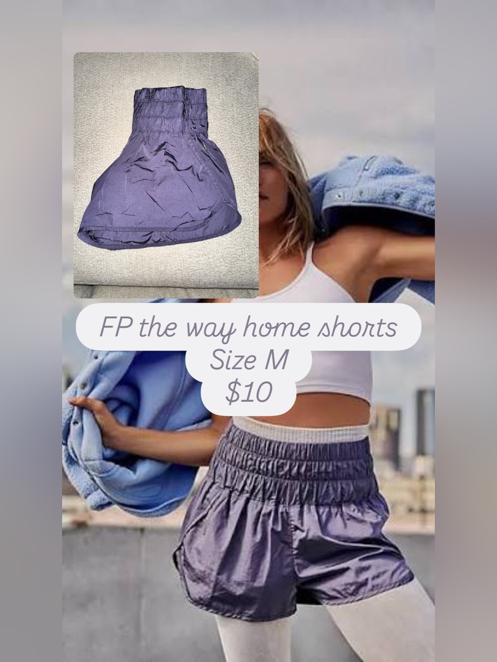 Free People The Way Home High-Waist Purple Athletic Shorts